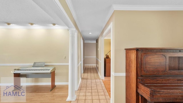 7 S Lake Dr, Jesup, GA 31546 - hall featuring tile patterned flooring, crown molding, and baseboards