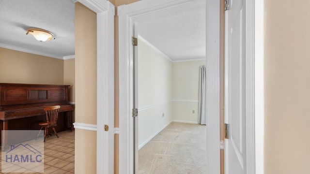 7 S Lake Dr, Jesup, GA 31546 - hallway with a textured ceiling, crown molding, and baseboards