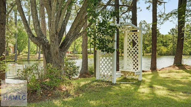 7 S Lake Dr, Jesup, GA 31546 - surrounding community with a lawn and a water view