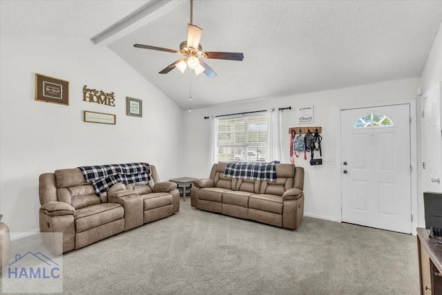 1325 Loblolly Dr, Hinesville, GA 31313 - living area with carpet flooring, plenty of natural light, a ceiling fan, and a textured ceiling