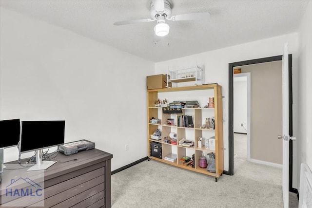 1325 Loblolly Dr, Hinesville, GA 31313 - carpeted office space featuring ceiling fan and a textured ceiling