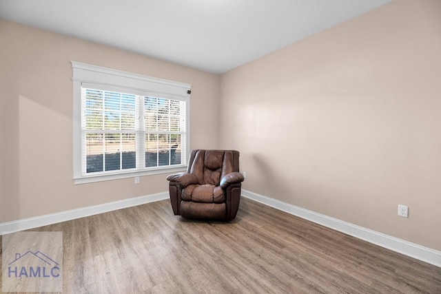 sitting room with wood-type flooring