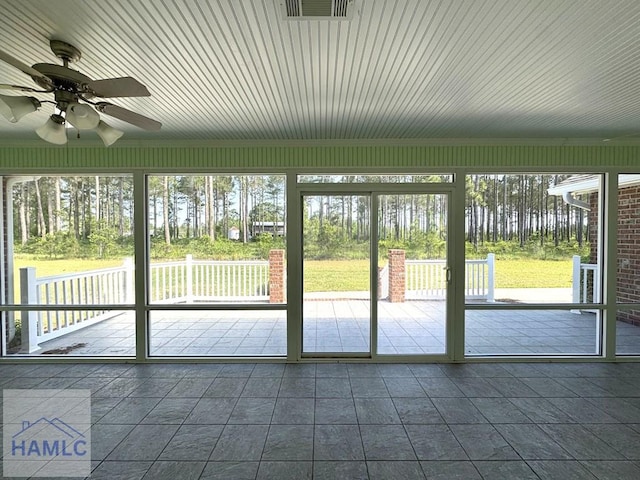 21 Forest Rd, Odum, GA 31555 - unfurnished sunroom featuring a ceiling fan and visible vents
