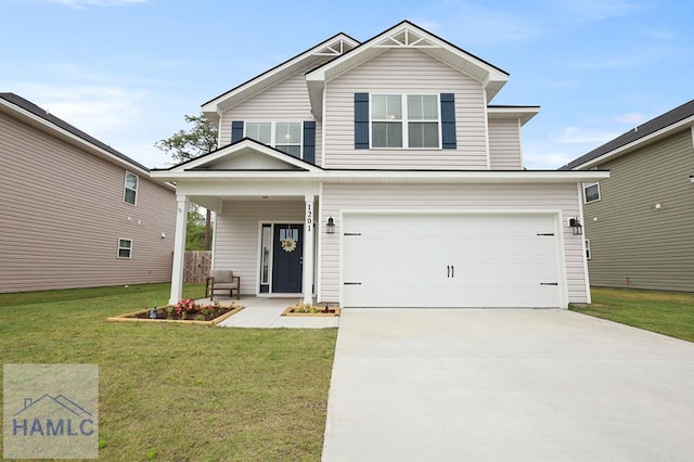 1201 Grayson Ave, Hinesville, GA 31313 - view of front of home with an attached garage, a front yard, driveway, and a porch