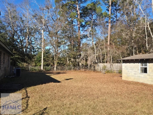 view of yard featuring central AC