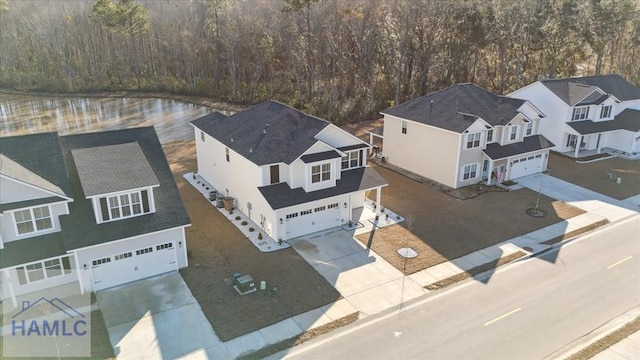 aerial view with a wooded view