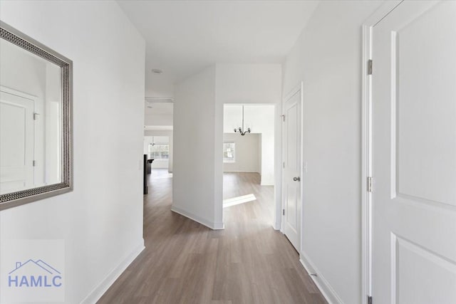 hall featuring baseboards and wood finished floors