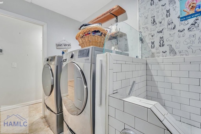 laundry area featuring washer and dryer