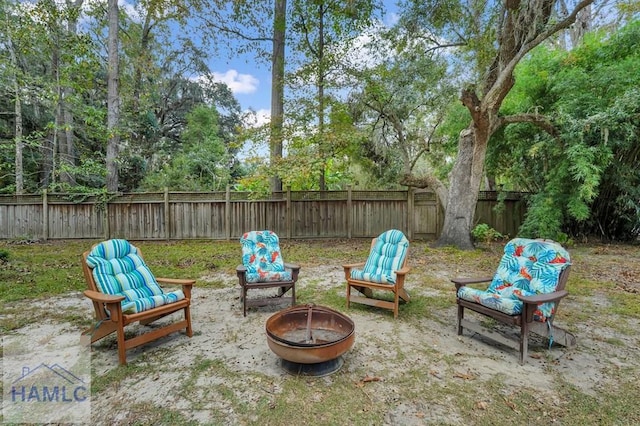 view of patio featuring a fire pit