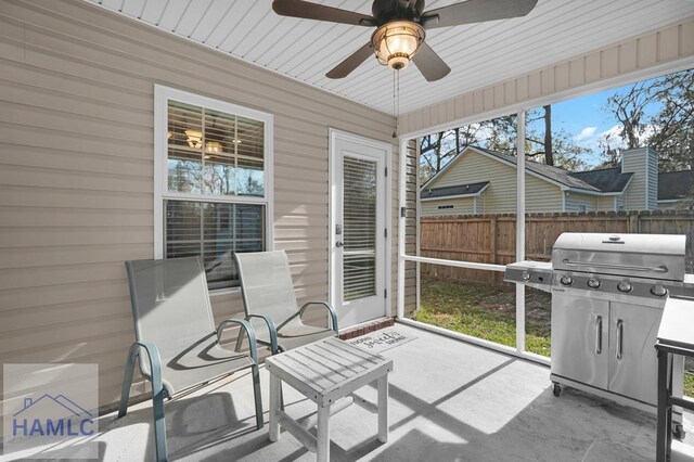 23 Veranda Trl, Midway, GA 31320 - sunroom / solarium featuring a ceiling fan