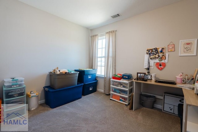 carpeted office featuring visible vents