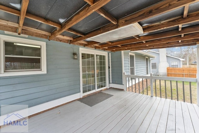 wooden terrace with fence