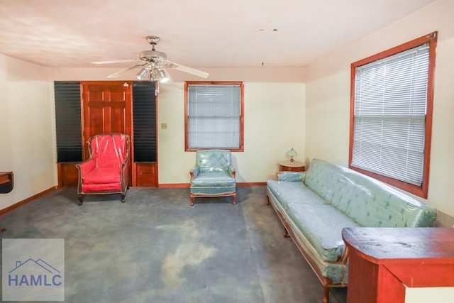 707 Church St, Claxton, GA 30417 - living area with baseboards and ceiling fan