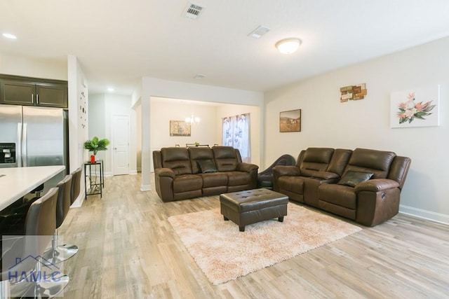 living room featuring light hardwood / wood-style floors