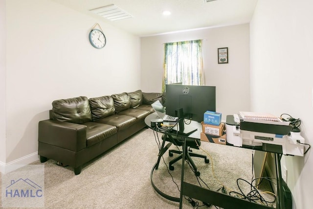 living room with carpet floors