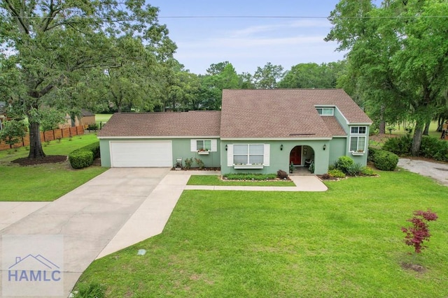 226 Topi Trl, Hinesville, GA 31313 - view of front facade with concrete driveway, stucco siding, a garage, and a shingled roof