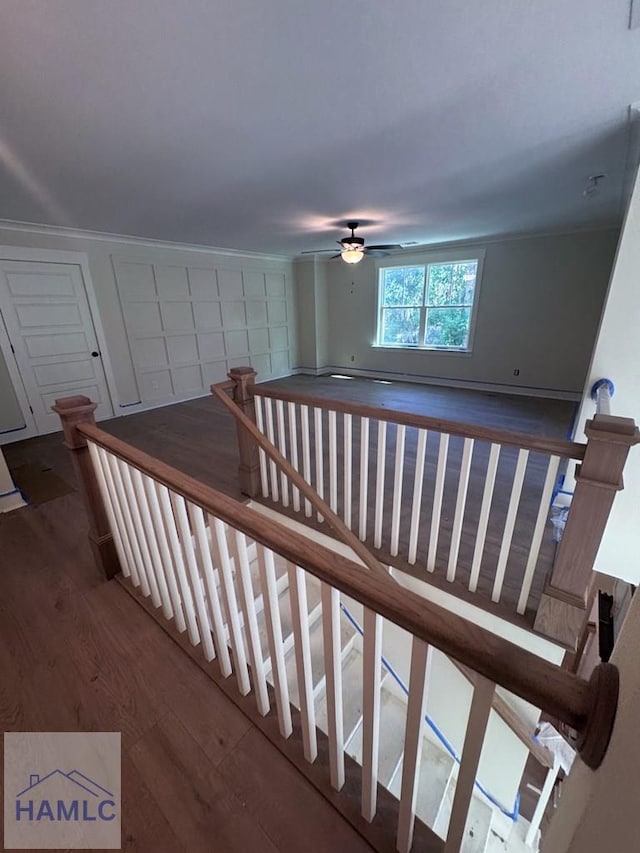 43 Belle Island Way, Richmond Hill, GA 31324 - stairs with wood finished floors and ceiling fan