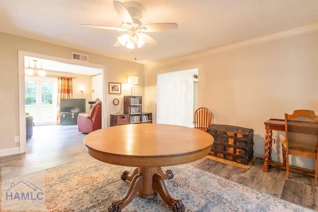 375 Eastridge Rd, Savannah, GA 31406 - dining space with ceiling fan and hardwood / wood-style floors