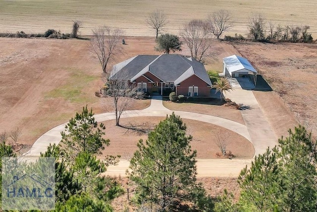 aerial view with a rural view