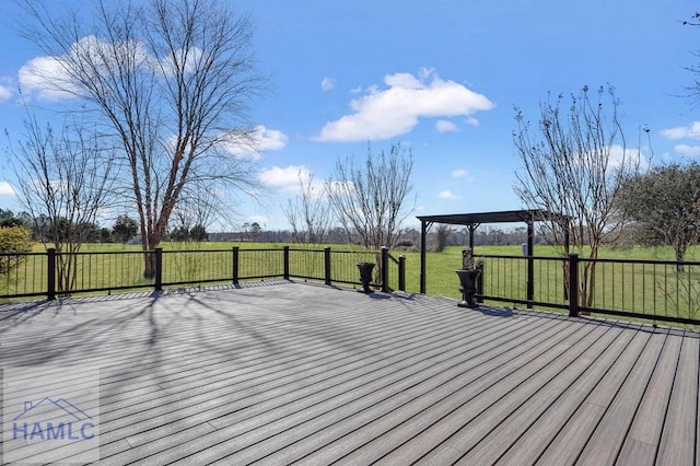 deck featuring a lawn