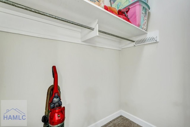 walk in closet featuring carpet floors