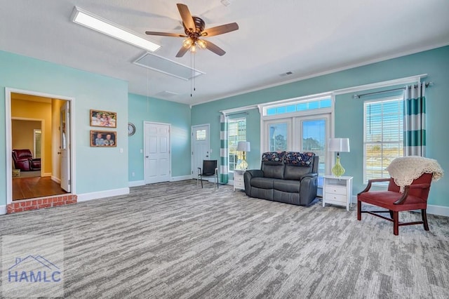 living room with light carpet