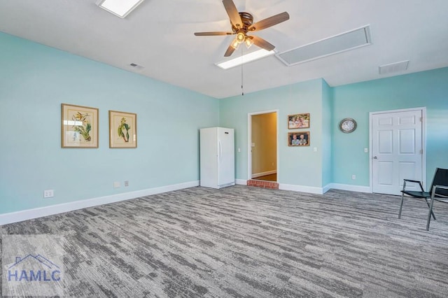 interior space featuring ceiling fan