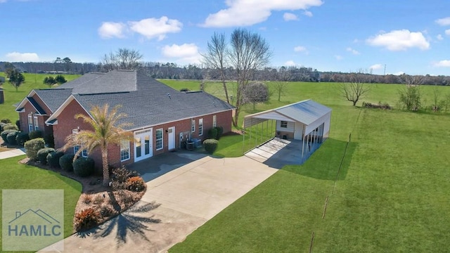 aerial view with a rural view