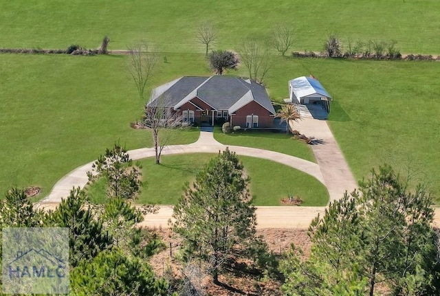 bird's eye view featuring a rural view