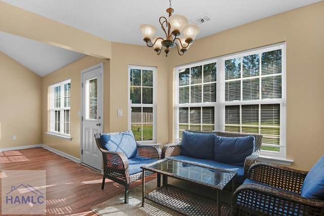 365 Carson St NE, Ludowici, GA 31316 - sunroom with a chandelier and vaulted ceiling