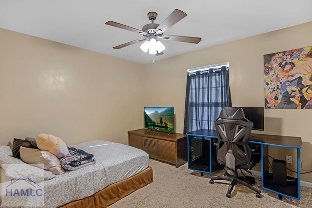 365 Carson St NE, Ludowici, GA 31316 - bedroom featuring carpet, an office area, and a ceiling fan