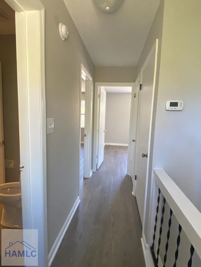 corridor with dark hardwood / wood-style floors