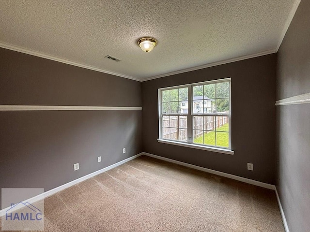 193 River Bend Dr, Midway, GA 31320 - unfurnished room featuring crown molding, carpet, and a textured ceiling