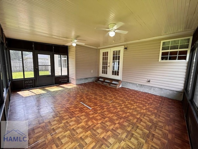 193 River Bend Dr, Midway, GA 31320 - unfurnished sunroom with french doors and ceiling fan
