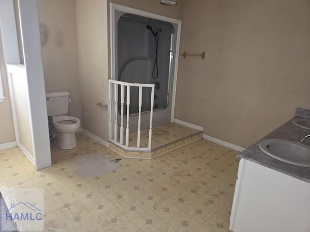 5927 Yellow Bluff Rd, Blackshear, GA 31516 - full bathroom with tile patterned floors, double vanity, and a stall shower