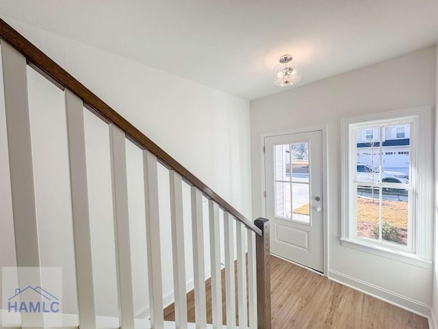 foyer entrance featuring light hardwood / wood-style floors