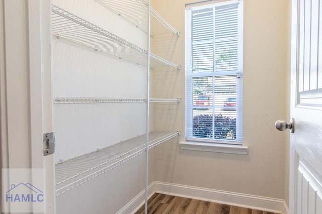 walk in closet featuring wood finished floors