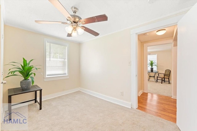 1514 Augusta Ave, Savannah, GA 31415 - interior space featuring ornamental molding, baseboards, and a ceiling fan