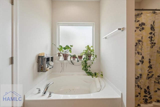 91 Thomas Way SE, Ludowici, GA 31316 - bathroom featuring a garden tub and a shower with curtain