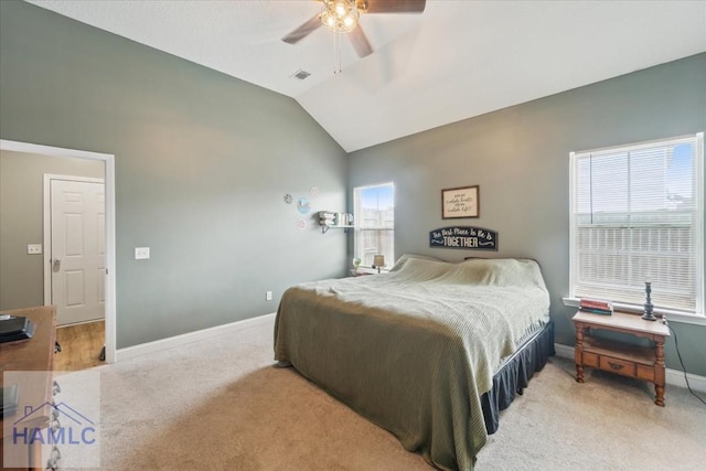 91 Thomas Way SE, Ludowici, GA 31316 - bedroom featuring carpet, vaulted ceiling, and ceiling fan