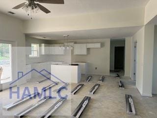 workout room with ceiling fan