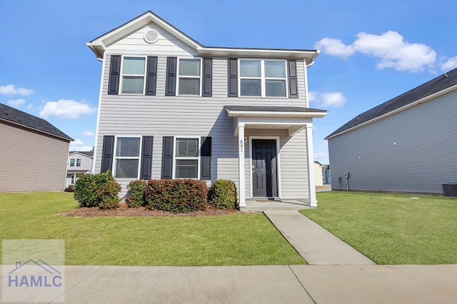 view of front facade with a front yard