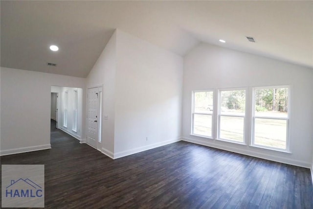 210 Sugar Maple St, Jesup, GA 31546 - empty room with lofted ceiling, dark wood-style flooring, baseboards, and recessed lighting