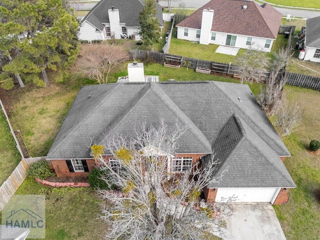 bird's eye view featuring a residential view