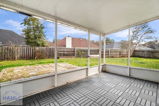 view of unfurnished sunroom