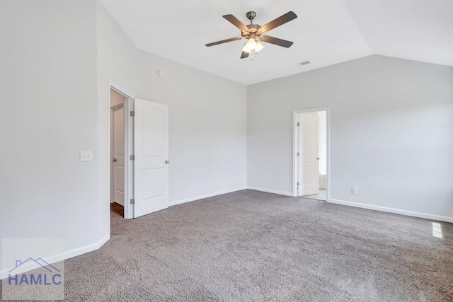 89 Morgan Field Blvd, Ludowici, GA 31316 - empty room with ceiling fan, carpet flooring, lofted ceiling, and baseboards