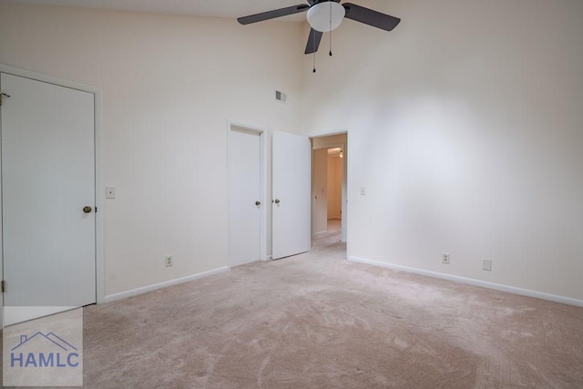 727S Main St Unit 121, Hinesville, GA 31313 - unfurnished bedroom with carpet flooring, high vaulted ceiling, and ceiling fan