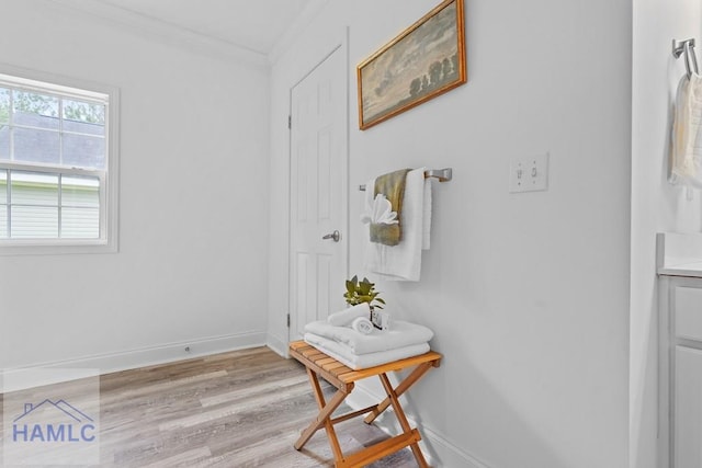 550 Brogdon Rd, Guyton, GA 31312 - bathroom featuring crown molding, wood finished floors, baseboards, and vanity