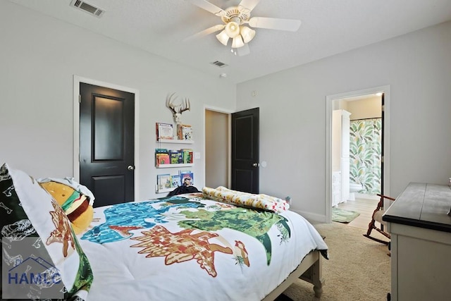 645 Littlefield St, Jesup, GA 31546 - bedroom with light carpet and ceiling fan