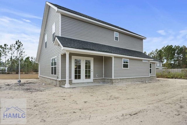 back of house with french doors